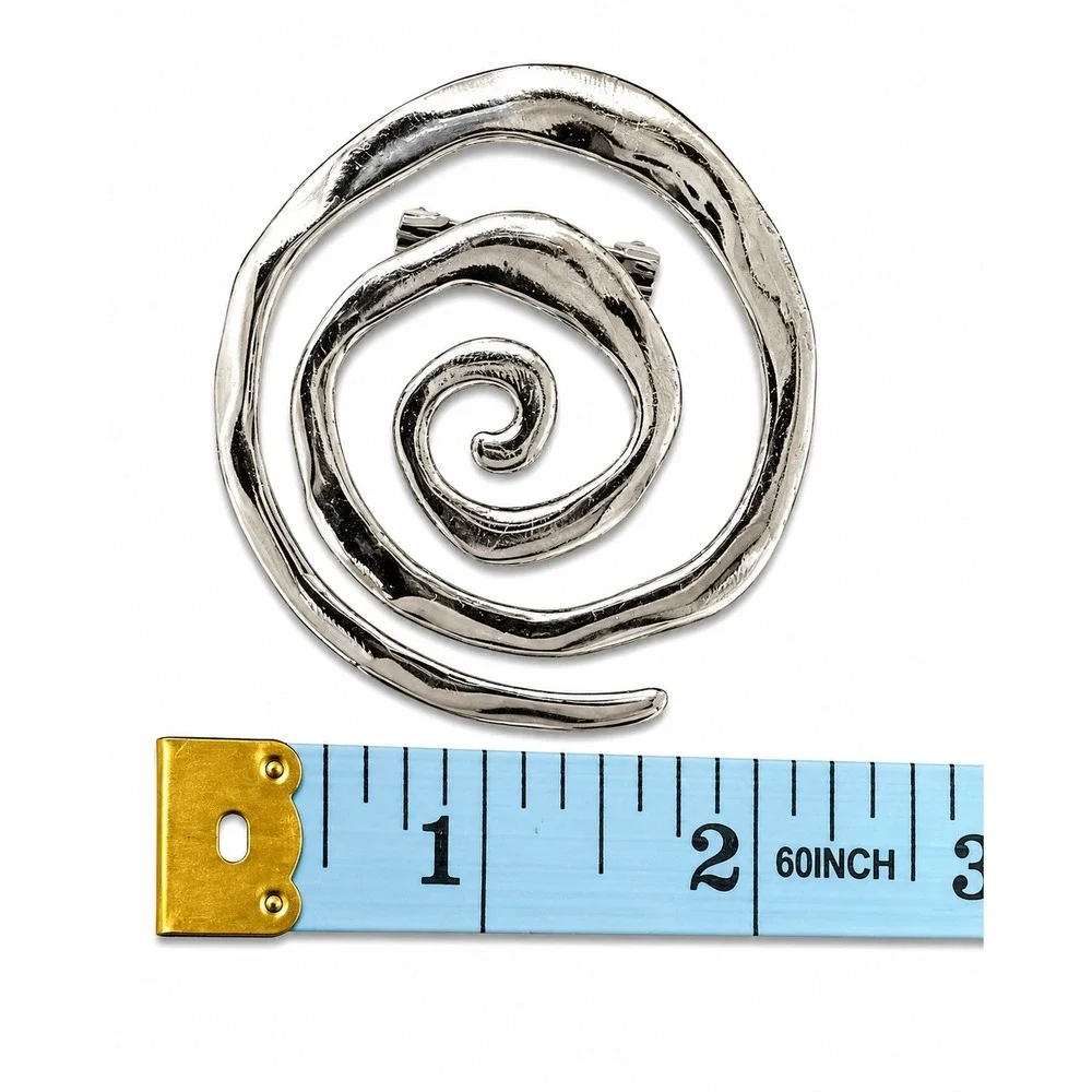 New Silver-Tone Spiral Swirl Brooch